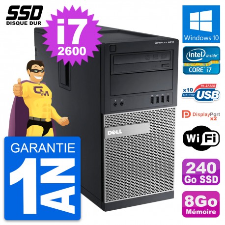 PC Tour Dell OptiPlex 9010 Intel Core i7-2600 RAM 8Go SSD 240Go Windows 10 Wifi