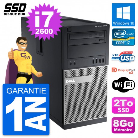 PC Tour Dell OptiPlex 9010 Intel Core i7-2600 RAM 8Go SSD 2To Windows 10 Wifi