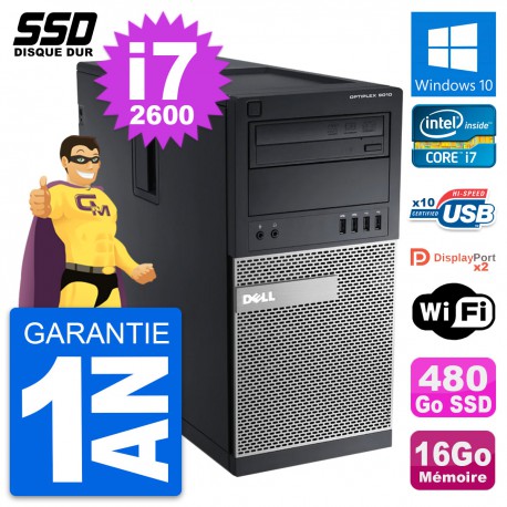 PC Tour Dell OptiPlex 9010 Intel Core i7-2600 RAM 16Go SSD 480Go Windows 10 Wifi