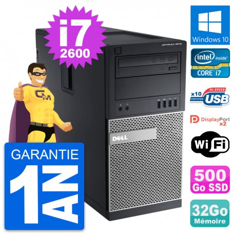 PC Tour Dell OptiPlex 9010 Intel i7-2600 RAM 32Go Disque 500Go Windows 10 Wifi