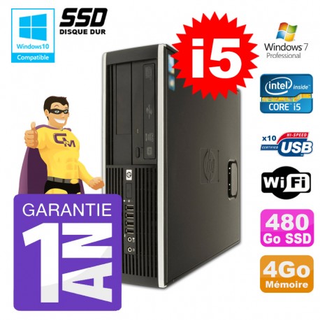 PC HP 8200 SFF Intel I5-2400 4Go Disque 480Go SSD Graveur Wifi W7