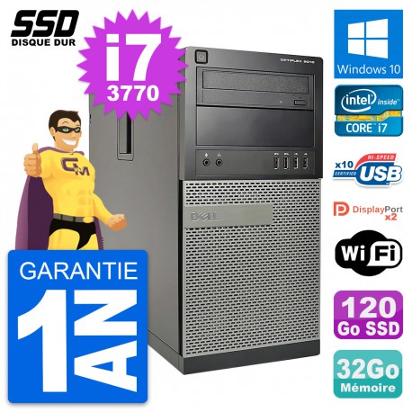 PC Tour Dell OptiPlex 9010 Intel Core i7-3770 RAM 32Go SSD 120Go Windows 10 Wifi