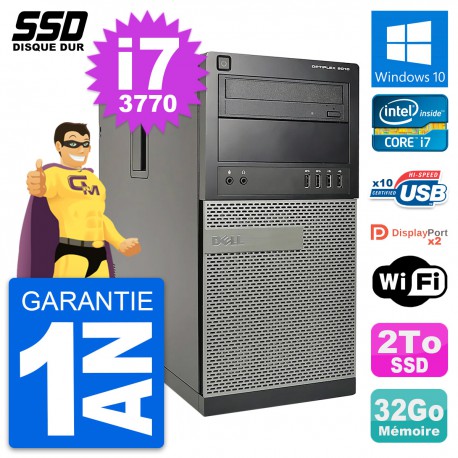 PC Tour Dell OptiPlex 9010 Intel Core i7-3770 RAM 32Go SSD 2To Windows 10 Wifi