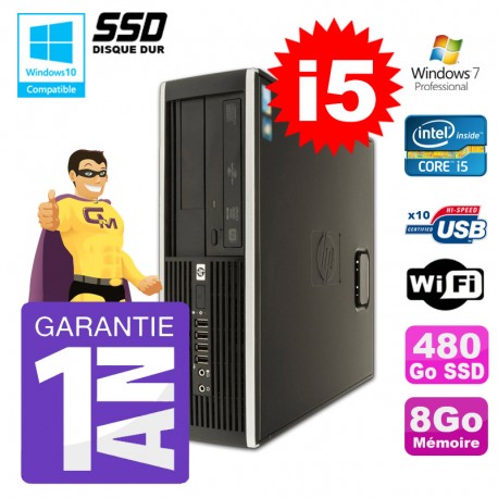 PC HP 8200 SFF Intel I5-2400 8Go Disque 480Go SSD Graveur Wifi W7