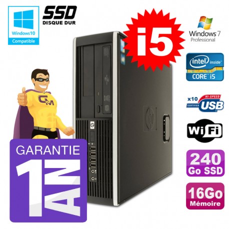 PC HP 8200 SFF Intel I5-2400 16Go Disque 240Go SSD Graveur Wifi W7