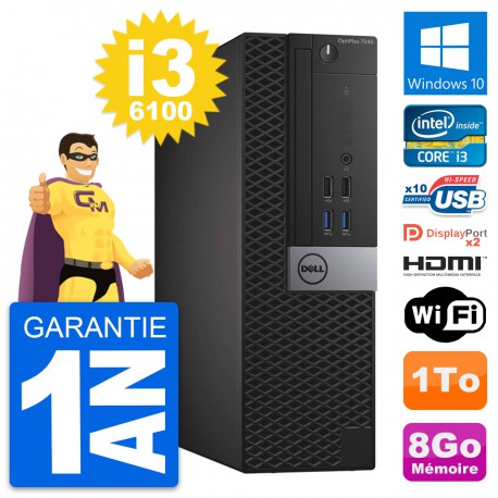 PC Dell OptiPlex 7040 SFF Intel i3-6100 RAM 8Go Disque 1To HDMI Windows 10 Wifi