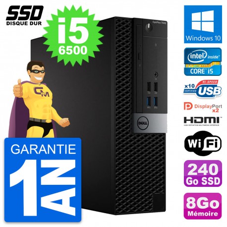 PC Dell OptiPlex 7040 SFF Intel i5-6500 RAM 8Go SSD 240Go HDMI Windows 10 Wifi