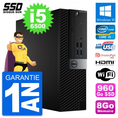 PC Dell OptiPlex 7040 SFF Intel i5-6500 RAM 8Go SSD 960Go HDMI Windows 10 Wifi