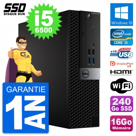 PC Dell OptiPlex 7040 SFF Intel i5-6500 RAM 16Go SSD 240Go HDMI Windows 10 Wifi