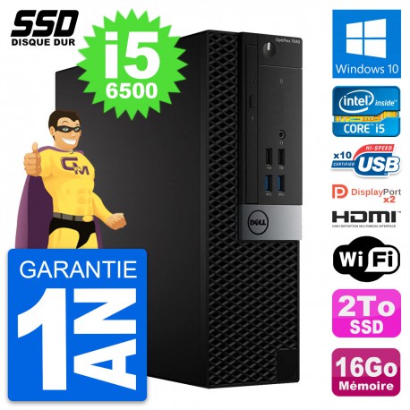 PC Dell OptiPlex 7040 SFF Intel i5-6500 RAM 16Go SSD 2To HDMI Windows 10 Wifi