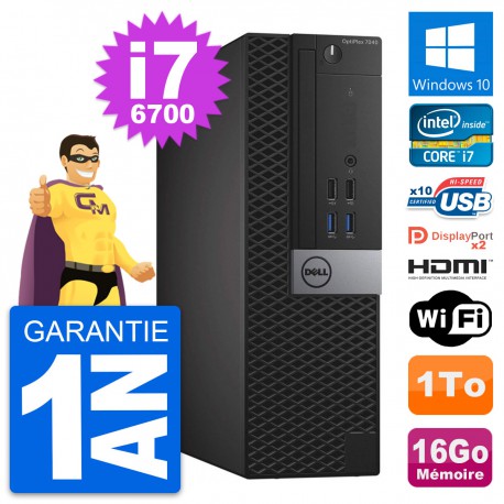 PC Dell OptiPlex 7040 SFF Core i7-6700 RAM 16Go Disque 1To HDMI Windows 10 Wifi