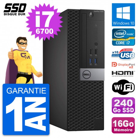 PC Dell OptiPlex 7040 SFF Intel i7-6700 RAM 16Go SSD 240Go HDMI Windows 10 Wifi