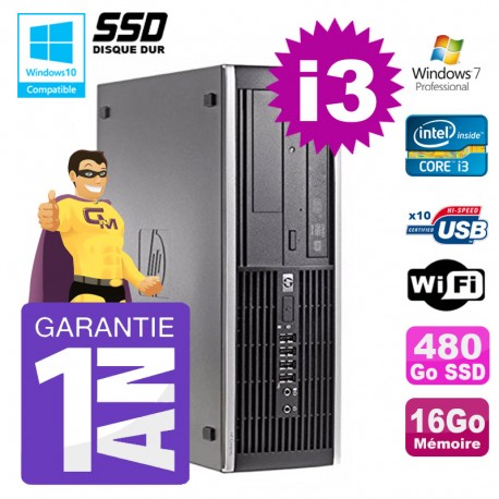 PC HP 8200 SFF Intel I3-2120 16Go Disque 480Go SSD Graveur Wifi W7