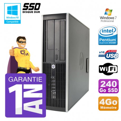 PC HP 8200 SFF Intel G630 4Go Disque 240Go SSD Graveur Wifi W7