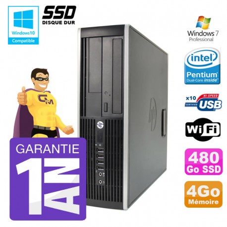 PC HP 8200 SFF Intel G630 4Go Disque 480Go SSD Graveur Wifi W7