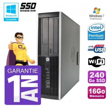 PC HP 8200 SFF Intel G630 16Go Disque 240Go SSD Graveur Wifi W7
