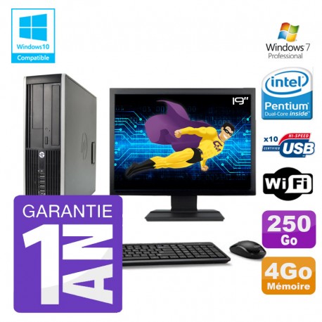 PC HP 8200 SFF Intel G630 4Go Disque 250Go Graveur Wifi W7 Ecran 19"