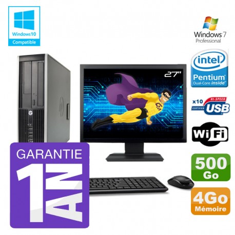 PC HP 8200 SFF Intel G630 4Go Disque 500Go Graveur Wifi W7 Ecran 27"