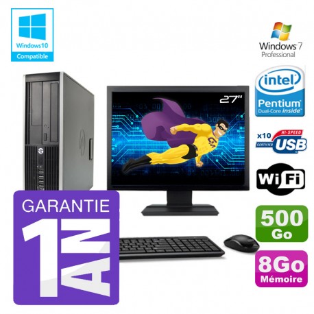 PC HP 8200 SFF Intel G630 8Go Disque 500Go Graveur Wifi W7 Ecran 27"