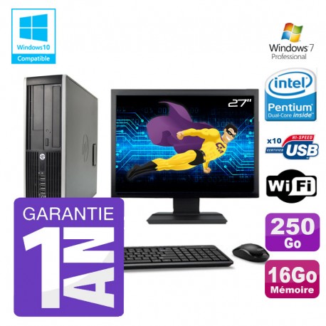PC HP 8200 SFF Intel G630 16Go Disque 250Go Graveur Wifi W7 Ecran 27"