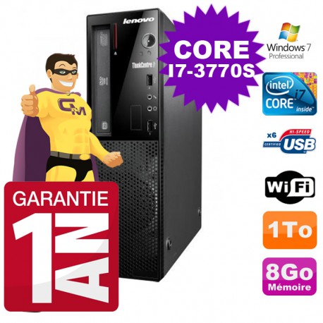PC Lenovo Thinkcentre Edge 72 SFF 3493 Core i7 3770S 3.1GHz 8Go 1To Graveur WIFI