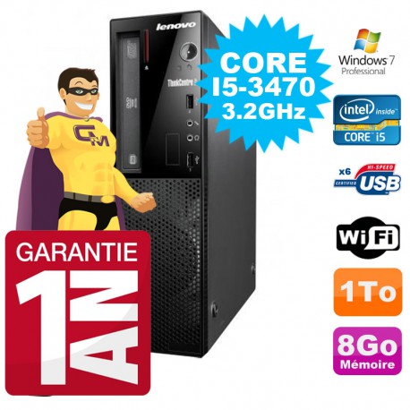 PC Lenovo Thinkcentre Edge 72 SFF 3493 Core i5-3470 3.2GHz 8Go 1To Graveur WIFI