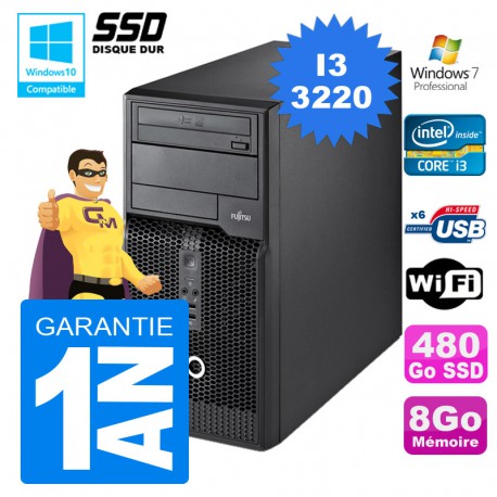 PC Tour Fujitsu Esprimo P400 I3-3220 RAM 8Go Disque 480 Go SSD Wifi W7