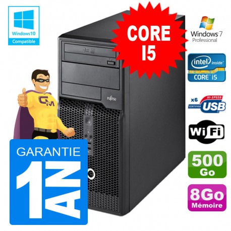 PC Tour Fujitsu Esprimo P400 I5-2400 RAM 8Go Disque 500 Go Wifi W7