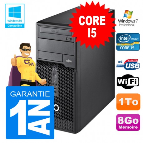 PC Tour Fujitsu Esprimo P400 I5-2400 RAM 8Go Disque 1 To Wifi W7