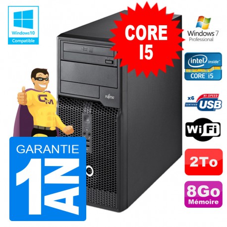 PC Tour Fujitsu Esprimo P400 I5-2400 RAM 8Go Disque 2 To Wifi W7