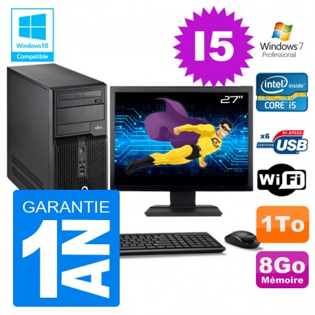 PC Tour Fujitsu Esprimo P400 I5-2400 RAM 8Go Disque 1To Wifi W7 Ecran 27"