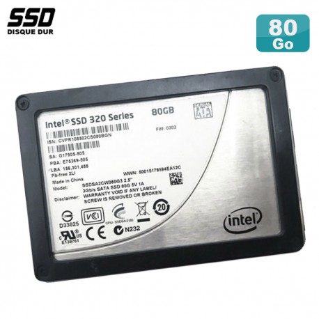 SSD 80Go 2.5" Intel 320 Series SSDSA2CW080G3 0362 SATA III 6Gbps