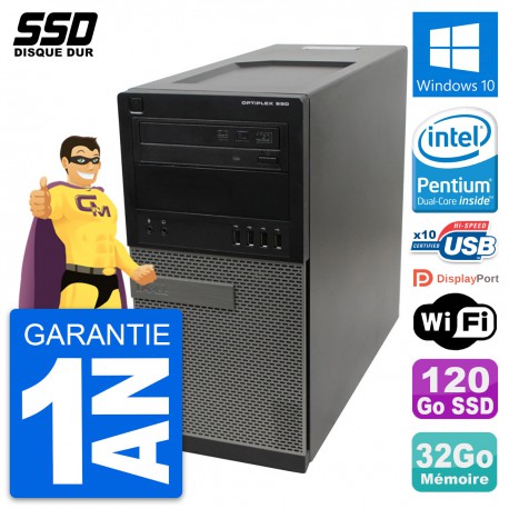 PC Tour Dell OptiPlex 990 Intel Pentium G630 RAM 32Go SSD 120Go Windows 10 Wifi