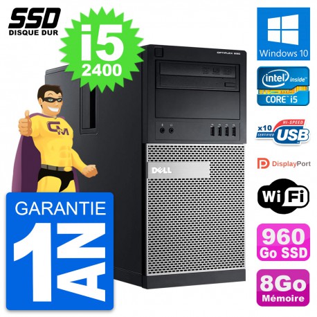 PC Tour Dell OptiPlex 990 Intel Core i5-2400 RAM 8Go SSD 960Go Windows 10 Wifi