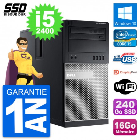 PC Tour Dell OptiPlex 990 Intel Core i5-2400 RAM 16Go SSD 240Go Windows 10 Wifi