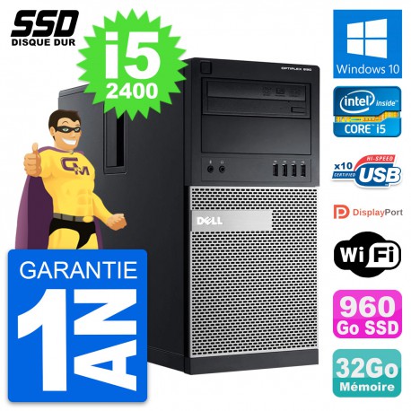 PC Tour Dell OptiPlex 990 Intel Core i5-2400 RAM 32Go SSD 960Go Windows 10 Wifi