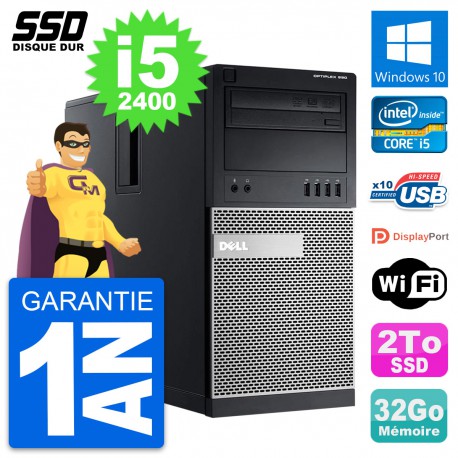 PC Tour Dell OptiPlex 990 Intel Core i5-2400 RAM 32Go SSD 2To Windows 10 Wifi