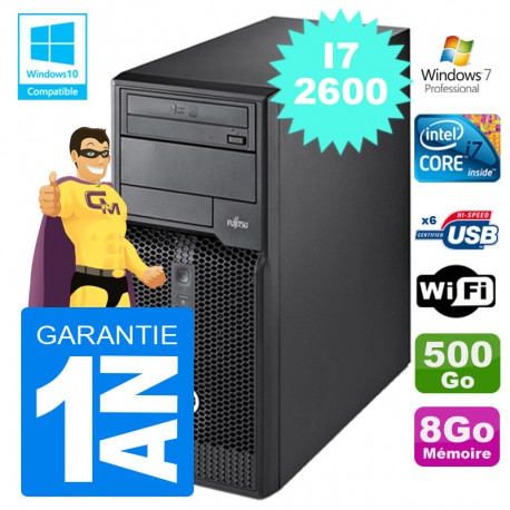 PC Tour Fujitsu Esprimo P400 I7-2600 RAM 8Go Disque 500 Go Wifi W7