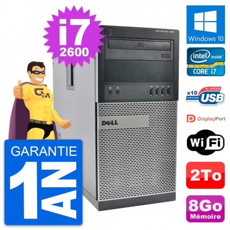 PC Tour Dell OptiPlex 990 Intel Core i7-2600 RAM 8Go Disque 2To Windows 10 Wifi