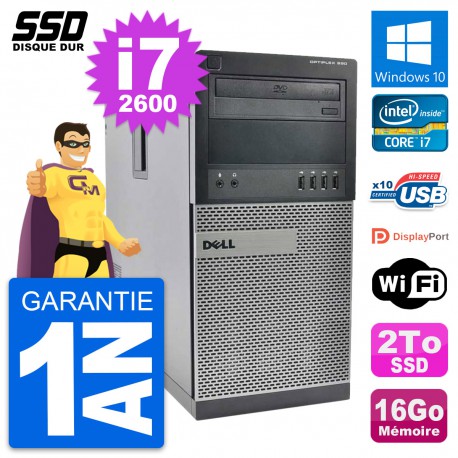 PC Tour Dell OptiPlex 990 Intel Core i7-2600 RAM 16Go SSD 2To Windows 10 Wifi