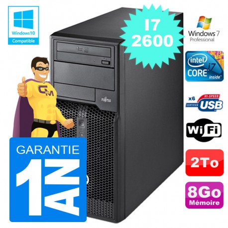 PC Tour Fujitsu Esprimo P400 I7-2600 RAM 8Go Disque 2 To Wifi W7