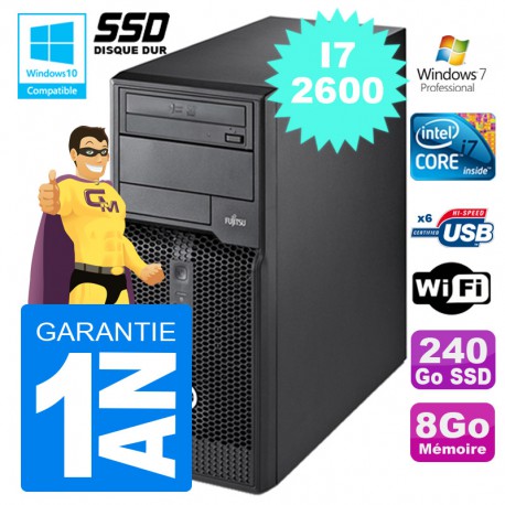 PC Tour Fujitsu Esprimo P400 I7-2600 RAM 8Go Disque 240 Go SSD Wifi W7