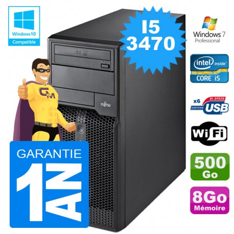 PC Tour Fujitsu Esprimo P400 I5-3470 RAM 8Go Disque 500Go Wifi W7
