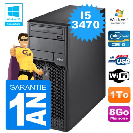 PC Tour Fujitsu Esprimo P400 I5-3470 RAM 8Go Disque 1To Wifi W7