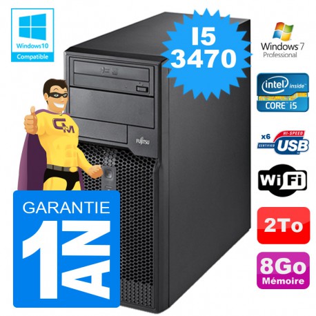 PC Tour Fujitsu Esprimo P400 I5-3470 RAM 8Go Disque 2To Wifi W7