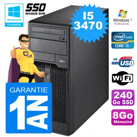 PC Tour Fujitsu Esprimo P400 I5-3470 RAM 8Go Disque 480 Go SSD Wifi W7