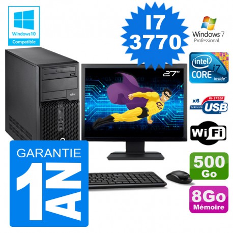 PC Tour Fujitsu Esprimo P400 I7-3770 RAM 8Go Disque 500 Go Wifi W7 Ecran 27"