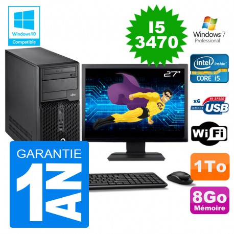 PC Tour Fujitsu Esprimo P400 I5-3470 RAM 8Go Disque 1To Wifi W7 Ecran 27"