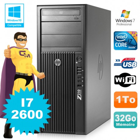 HP WorkStation Z210 Tour Core I7-2600 3.4Ghz 32Go Disque 1To Graveur W7 Wifi