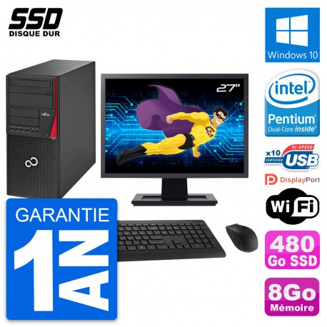 PC Tour Fujitsu P720 Ecran 27" Intel G3220 RAM 8Go SSD 480Go Windows 10 Wifi